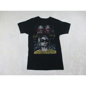 Kurt Cobain Shirt Mens Small‎ Black Nirvana Shoes Rock Music Concert*